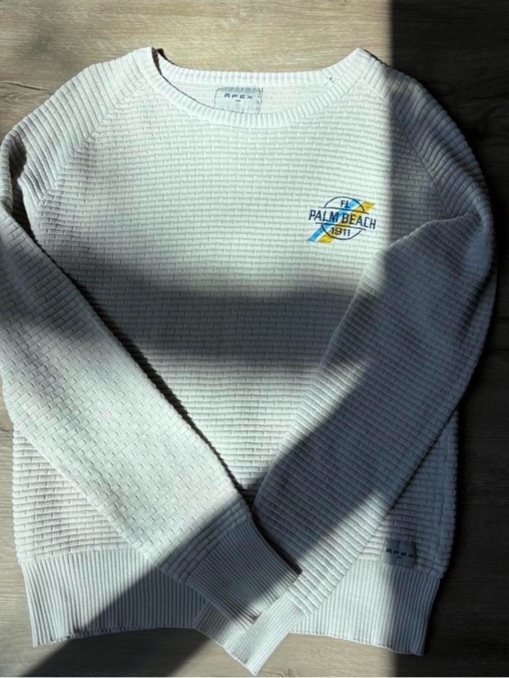 Apex Cream Textured Crewneck Sweater with Palm Beach Patch